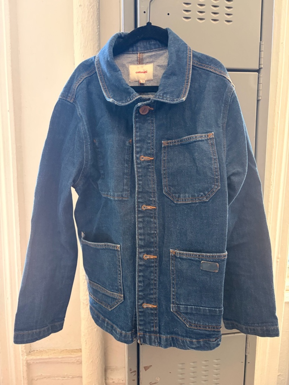 Kids Size 10 Dark Blue Denim Workwear Jacket by Catimini